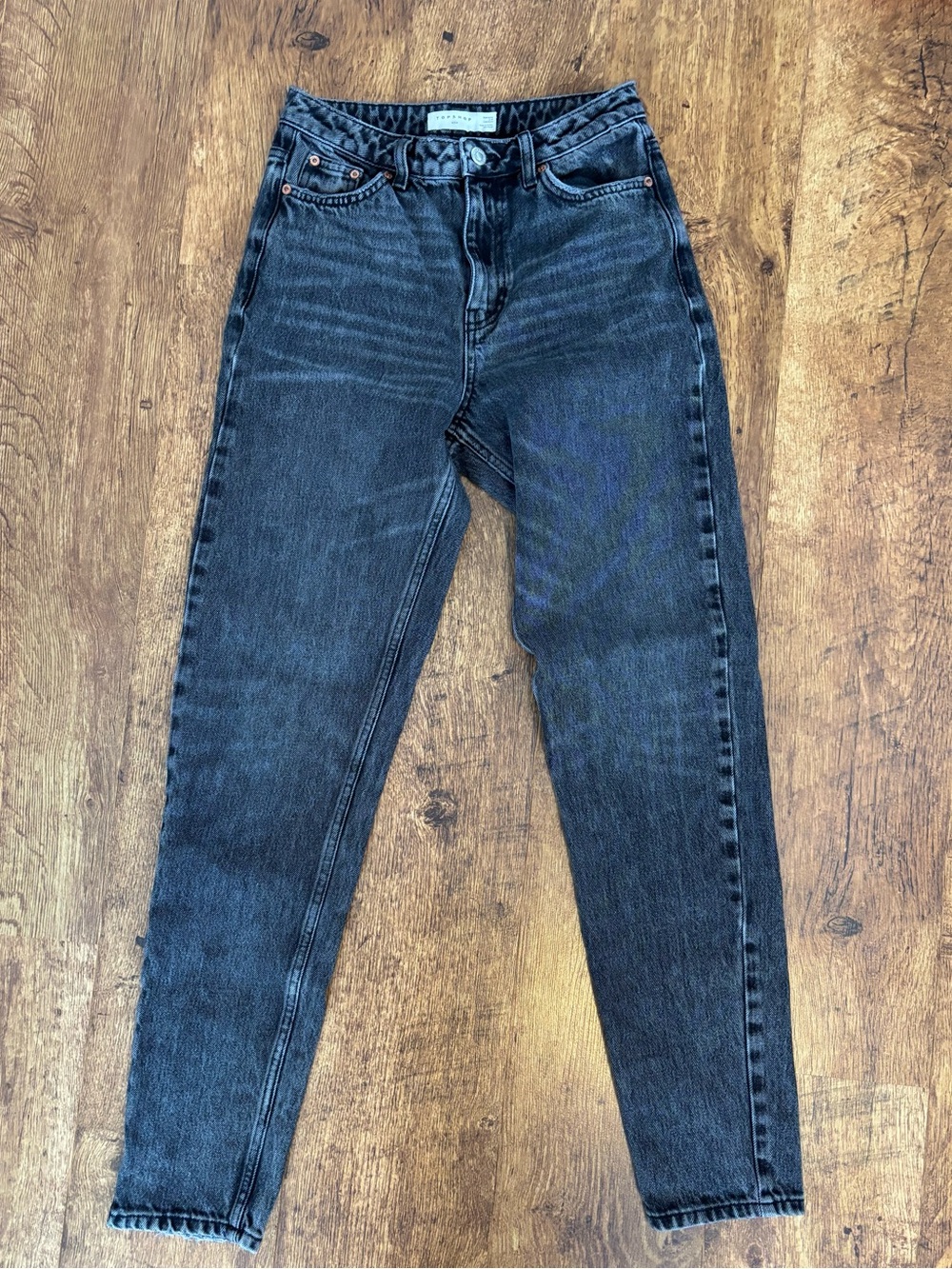 Washed Black Topshop High-Rise Mom Jeans